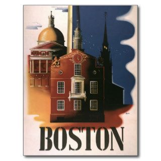 Vintage Travel Poster Boston, Massachusetts Post Card