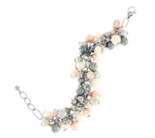 Honora Cultured Pearl 7 1/4 Stainless Steel Charm Bracelet —