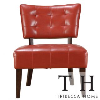 Tribecca Home Charlotte Red Faux Leather Armless Accent Chair