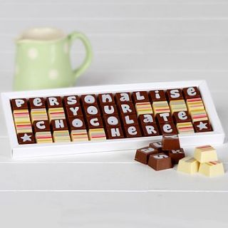 personalised chocolates in large box by chocolate by cocoapod chocolate