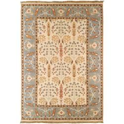 Hand knotted Buckhaven Beige/multi colored Traditional Border New Zealand Wool Rug (8 X 10)