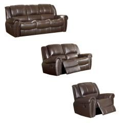 Chelsea Espresso Leather Reclining Sofa, Loveseat and Reclining Chair Sofas & Loveseats