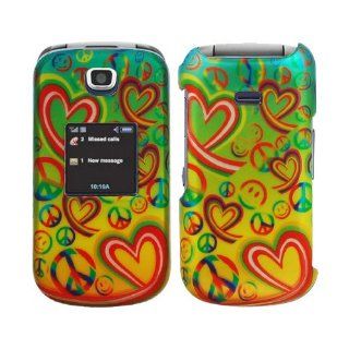 Rainbow Peace Happy Face Heart Rubber Coating Snap on Case Hard Case Cover Faceplate for Samsung T259 /T mobile Cell Phones & Accessories