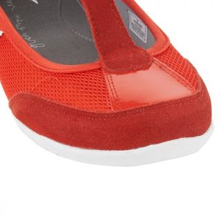 DKNY Active "Winnie" T Strap Mesh Flat with Leather Trim