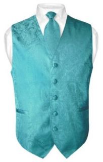 Men's Paisley Design Dress Vest NeckTie TURQUOISE AQUA BLUE Neck Tie Set at  Mens Clothing store Business Suit Vests