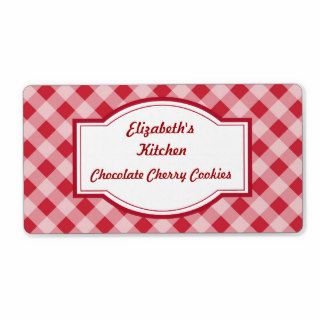 Cherry Red Gingham Kitchen Labels