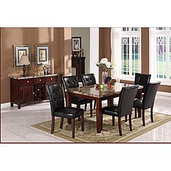 Radian Faux Marble 7 piece Dining Set With Black Chairs