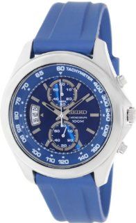 Seiko Men's SNN261P1 Blue Dial Chronograph Stainless Steel Blue Rubber Strap Watch Seiko Watches
