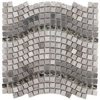 Somertile 12.25x11.75 inch Reflections Wave Mercury Glass/ Stone/ Metal Mosaic Tile (pack Of 10)