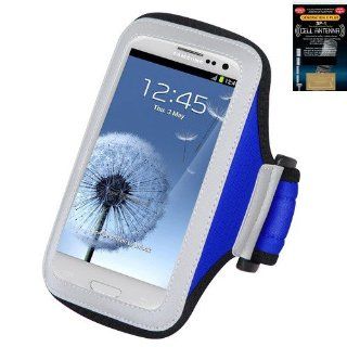 Premium Sport Armband Case for LG Venice   Navy Blue + Cell Phone Antenna Booster Cell Phones & Accessories