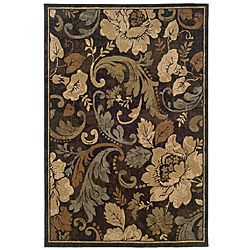 Contemporary Brown Floral Rug (5 X 76)
