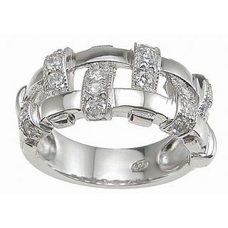 Sterling Silver Cubic Zirconia Pave Anniversary style Ring Plutus Cubic Zirconia Rings