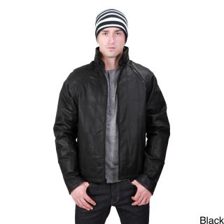 United Face Mens Leather Zip off Sleeve Jacket