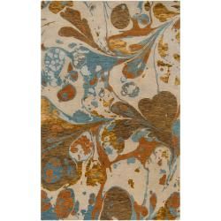 Hand tufted Contemporary Multi Colored Petit New Zealand Wool Abstract Rug (33 X 53)