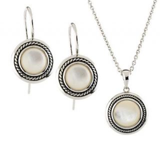 Honora Mother of Pearl Sterling Earring and Pendant Set —