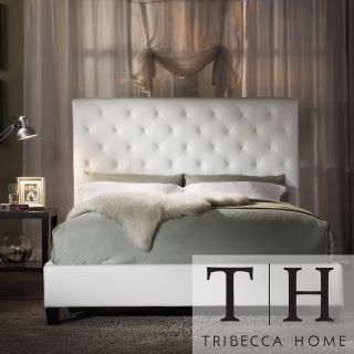 Tribecca Home Tribecca Home Sophie Tufted White Faux Leather Queen size Platform Bed White Size Queen