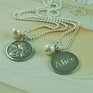 silver cherub necklace by highland angel