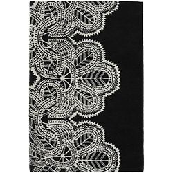 Hand tufted Mandara Black and white Wool Rug (5 X 76)
