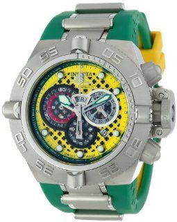 Invicta 10974 Men's Subaqua Yellow Textured Dial Green & Yellow Polyurethane Watch Invicta Watches
