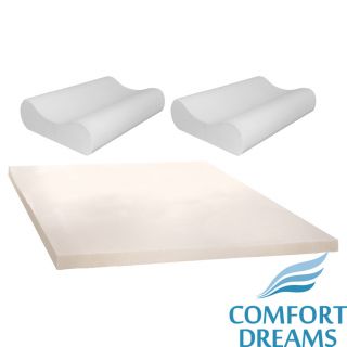 Comfort Dreams 3 inch Memory Foam Mattress Topper With Two Bonus Contour Pillows