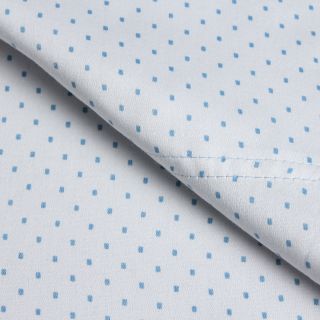 Elite Home Products Carlton Printed Dot Queen size Sateen Sheet Set Blue Size Queen