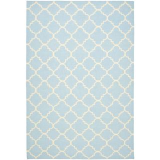 Moroccan Light Blue/ivory Dhurrie Transitional Wool Rug (10 X 14)