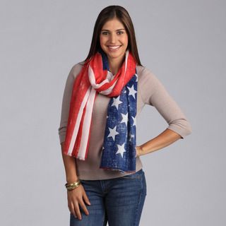 Saro Womens American Flag design Polyester Scarf