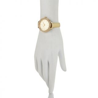 Caravelle New York by Bulova Ladies' Crystal Bezel Goldtone Leather Strap Watch