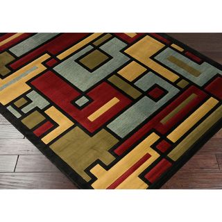 Mozart Squares Red And Blue Area Rug (27 X 311)