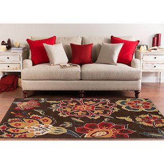 Meticulously Woven Contemporary Brown Floral Flitwick Rug (53x76)