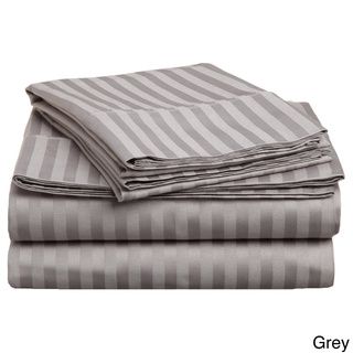 Egyptian Cotton Sateen 300 Thread Count Stripe Sheet Set, King and California King Sheets