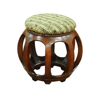 Accent Furniture Carved Wood Ottoman Tan Dots Ottomans