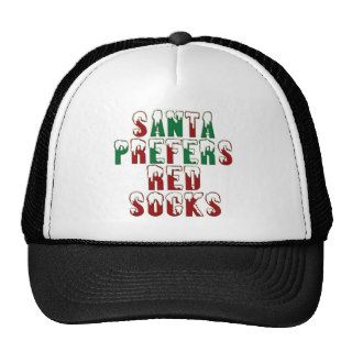Santa prefers Red Socks, Boston Sox funny LOL Chri Mesh Hat