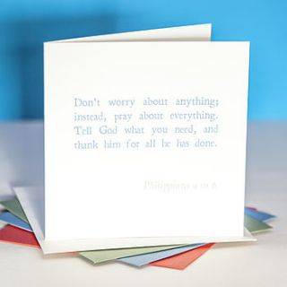 'don't worry about anything' bible verse card by belle photo ltd