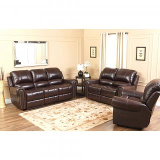 Abbyson Living Broadway Premium Top grain Leather Reclining Sofa Set
