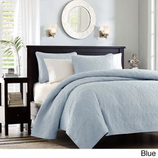 Madison Park Madison Park Mansfield 3 piece Quilted Pattern Coverlet Mini Set Blue Size Full  Queen