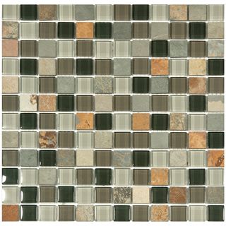 Somertile 11.75x11.75 in Reflections Square Stonehenge Glass And Stone Mosaic Tile (pack Of 10)