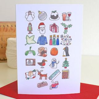 christmas alphabet card by becka griffin illustration