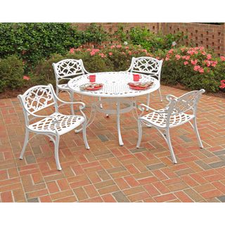 Home Styles Biscayne 48 inch 5 piece White Cast Aluminum Patio Dining Set White Size 5 Piece Sets