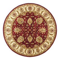 Hand tufted Agra Red/ Gold Wool Rug (8 Round)