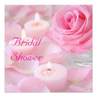 Bridal Shower Invitation  Pink Rose & Candles