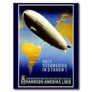 "The Graf Zeppelin Line" Vintage Travel Poster Postcards