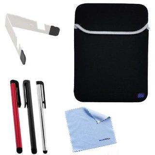 BIRUGEAR Black Neoprene Pouch Storage Carrying Case Cover plus Travel Stand, Microfiber Cloth, 3pcs Stylus for New Snoy Xperia Tablet Z LTE 10.1inch Android Tablet Computers & Accessories