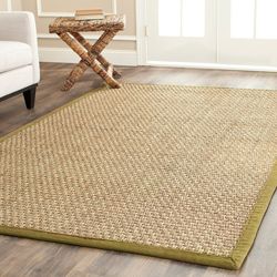 Handwoven Sisal Natural/olive Seagrass Bordered Rug (3 X 5)