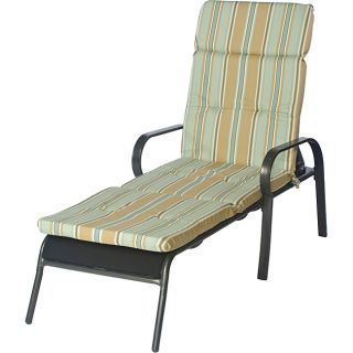 Ali Patio Polyester Steel Blue Stripe Tufted Hi back Outdoor Chaise Lounge Cushion
