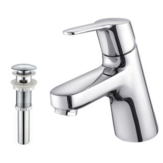Kraus Ferus Single Lever Bas inch Faucet/ Pop Up Drain Withoverflow Chrome