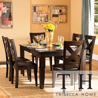Tribecca Home Acton Warm Merlot X back Casual 7 piece Dining Set