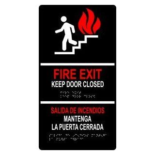 ADA Fire Exit Keep Door Closed Braille Sign RRB 270 MULTI WHTonBLK  Business And Store Signs 