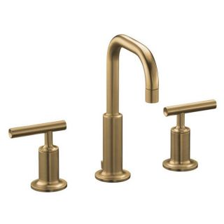 Kohler K 14406 4 bv Vibrant Brushed Bronze Purist Widespread Lavatory Faucet With Low Gooseneck Spout And Low Lever Handles