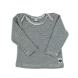 steel and white striped merino l/s top by asolon